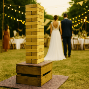 XXL-Jenga aus Holz zum Mieten – Eventmodul für Eventvermietung, Hochzeiten, Firmenfeiern und Outdoor-Events